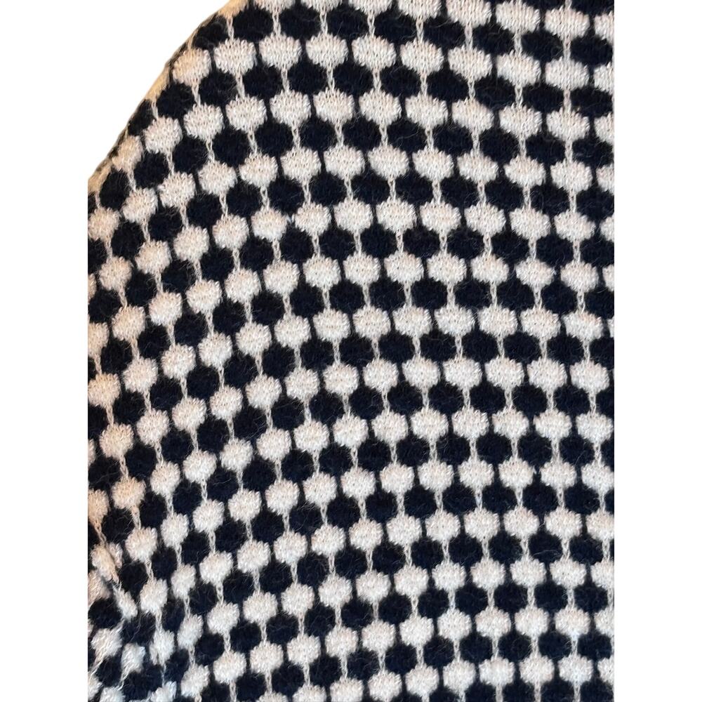 Magaschoni Houndstooth Quarter Zip Polo Medium Black White Stretch Top - Picture 4 of 5